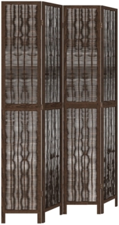 vidaXL 4-tlg. Raumteiler Dunkelbraun Massivholz Paulownia 358660