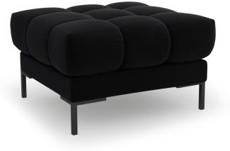 Micadoni Samtstoff Pouf Hocker Mamaia | Bezug Black | Beinfarbe Black Metal