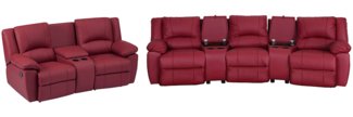 Vente-unique - Relaxgarnitur 3- + 2-Sitzer - Rindsleder - Rot - AROMA