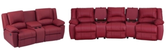 Vente-unique - Relaxgarnitur 3- + 2-Sitzer - Rindsleder - Rot - AROMA
