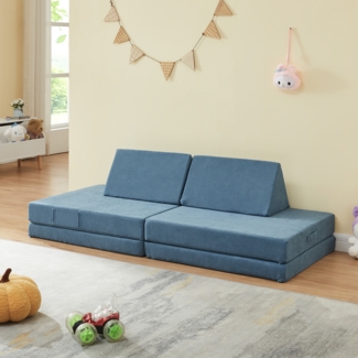 Spielsofa Norhulta 5-tlg. 150x66x46 cm Cord Blau [en. casa]