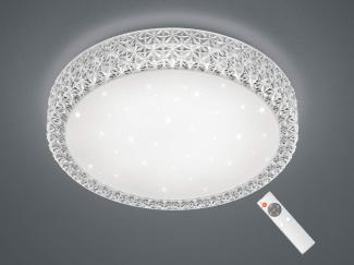 Dimmbare LED Deckenlampe PEGASUS Fernbedienung Ø60cm H. 11cm Weiß Kristall-Optik