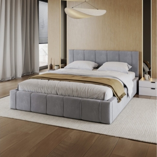 FDM Polsterbett FLORIDA Bettgestell 90x200, 120x200, 140x200, 160x200, 180x200 cm (Polsterbett modern mit Bettkasten MADE IN EU - mit hochwertigem Velours Bezug, verfügbar 90x200 120x200 140x200 160x200 180x200 cm, Bettrahmen, Bett, mit großen gepolstert...