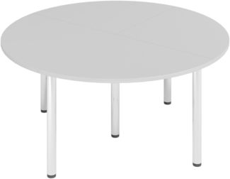 bümö Konferenztisch Kreis-Form 160x160 cm großer Besprechungstisch rund in grau, Besprechungstisch mit Chromfüßen, Meetingtisch für 4 Personen, Tisch für Besprechungsraum & Meeting, SETK7-5-C