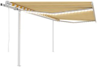 vidaXL Automatische Markise mit LED & Windsensor 4,5x3 m Gelb und Weiß 3069973