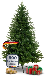 DELUKE® Weihnachtsbaum künstlich 190cm [Inkl. Lichterkette] Nordfichte - Spritzguss | Tannenbaum naturgetreu inkl. Baumständer