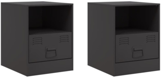 vidaXL Nachttische 2 Stk. Schwarz 34,5x39x44 cm Stahl 841752