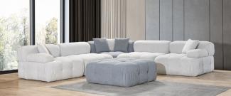 Casa Padrino Luxus Wohnzimmer Ecksofa mit Hocker Hellgrau / Grau 295 x 295 x H. 70 cm - Modulares 6 Teiliges Sofa - Hotel Sofa - Wohnzimmer Möbel - Hotel Möbel - Luxus Möbel