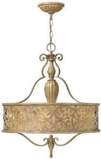 Kronleuchter, Hängelampe, Stahl Glas, Champagner-Farbe, D 53,3 cm