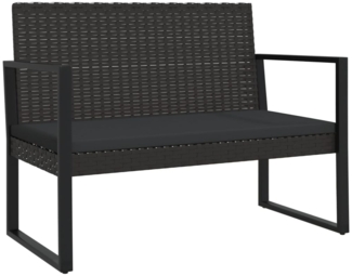 vidaXL Gartenbank mit Kissen Schwarz 106 cm Poly Rattan 362325