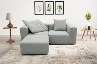 DOMO. collection Ecksofa 800011, kleine Modul-Couch in L-Form, individuell kombinierbar, Cord Sofa, Polsterecke, Eckcouch, Polstergarnitur 216 x 193 x 69 (BxTxH), hellgrau