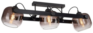 Licht-Erlebnisse Deckenstrahler KORVIC, ohne Leuchtmittel, Metall Glas E27 verstellbar Schwarz Rauchgrau 3-flammig länglich