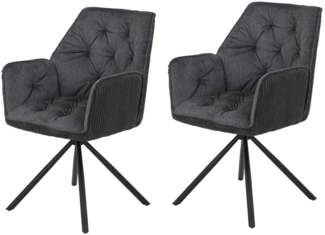 2er Set Sesselstuhl Inge - Samtvelour Anthrazit