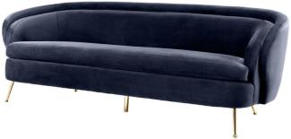 Casa Padrino Luxus Wohnzimmer Samtsofa Mitternachtsblau / Messingfarben 220x85 x H. 77 cm