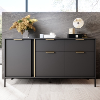 AX LIVING Modern Catanian 3D2S – Anthrazit Sideboard 153,1 cm Breite