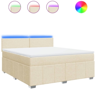 vidaXL Boxspringbett mit Matratze Creme 180x200 cm Stoff 3289445