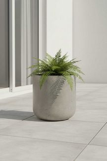 VIVANNO Blumentopf Fiberglas CHICO Rund - Vesuvgrau Beton-Design (1 St), 40x40 cm