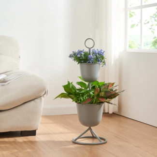 Blumenständer Alphen 2 Töpfe 76,5x26cm Grau [en. casa]