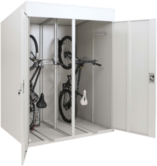 2er-Fahrradgarage HWC-H66b, Fahrradbox Fahrradunterstand abschließbar Metall 213 x 158 x 125 cm ~ hellgrau