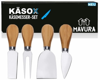 MAVURA Käsemesser KÄSOX Messer Set mit Holzgriff Hobel Gabel Schaufel Käseplatte, Weichkäsemesser Hartkäsemesser Käsespaten Käsegabel