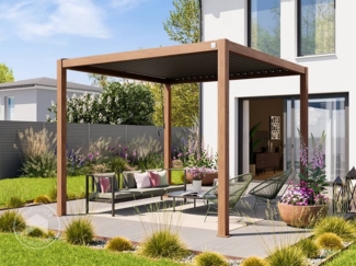 PRIMEYARD Pergola, Aluminium / Stahl braun, 3x3 m
