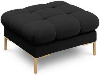 Micadoni Hocker Mamaia 1-Sitzer Strukturierter Stoff Schwarz Metall Gold