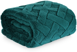 Wohndecke CARO Design91 Karierte Kuscheldecke ideales Geschenk Weiche warme Decke 70x160 cm dunkelgrün
