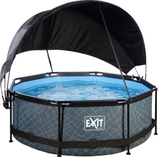 EXIT Framepool inkl. Sonnensegel (Set, 3-tlg), ØxH: 244x76 cm, mit Kartuschenfilterpumpe und Sonnensegel