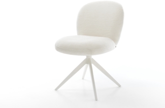 Drehstuhl Nube-Flex Bouclé Soft Beige Kreuzgestell breit Weiß 360° drehbar Wippfunktion Taschenfederkern