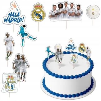 Festivalartikel Tortenstecker REAL MADRID Topper Set 8 Stk Geburstag Torten Deko Kuchen Junge