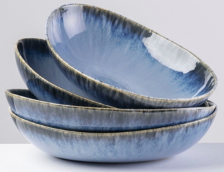 Gipfelstück Suppenschale Wilde Schlucht, Steinzeug, (Set, 4-tlg), Scandi-Style, glänzende Reaktivglasur, jedes Stück ein Unikat