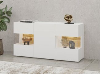 INOSIGN Sideboard Ava, Breite 120 cm, hängend und stehend montierbar, moderne grifflose Kommode, Anrichte, 3Türen, Eckverglasung