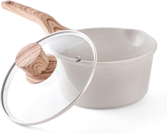 18 cm Stielkasserolle mit Granit-Antihaftbeschichtung und Deckel, Induktion
