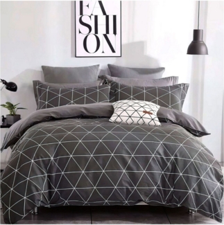 KEAYOO Bettwäsche Linienmuster aus Dreiecken, 2 teilig, Grau Bettwäsche Baumwolle Mit Reißverschluss