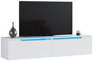 SONNI TV-Schrank Lowboard TV Schrank weiß Hochglanz mit LED-Beleuchtung,hängend/stehend Lowboard, 140cm