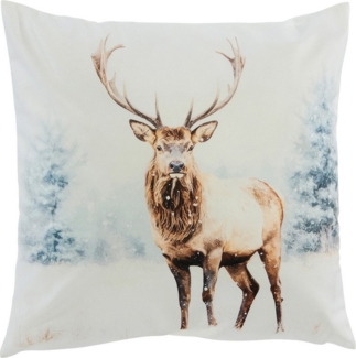 REDBEST Kissenbezug Kissenhülle "Winterhirsch", Nicky-Velours Motiv