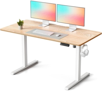 FEZIBO Elektrischer Schreibtisch 140x60cm, höhenverstellbar mit Memory-Funktion