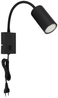 Wandleuchte, Leselampe, Metall, schwarz, Flexo-Spot, H 44 cm