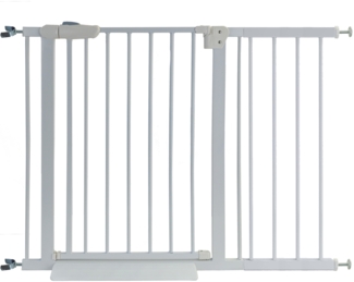 Treppenschutzgitter Absperrgitter weiß ohne Bohren für Sprossen +Rampe 102-113cm