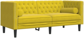 vidaXL Chesterfield-Sofa mit Nackenrollen 2-Sitzer Gelb Samt 372689