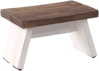 Fusshocker SCHEMEL Recyclingholz massiv 05 weiß-natur