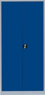 Flügeltürschrank Kleiderschrank Stahl Lagerschrank Aktenschrank PutzSpind Werkzeugschrank Lichtgrau/Blau 1950 x 925 x 422 mm/545541