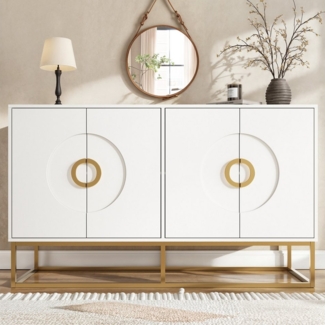 TavilaEcon Kommode Esszimmerschrank, freistehend mit Rundgriffen, minimalistisch (1 St), Sicheres Anti-Kipp-System, 140×40×83cm, weiß