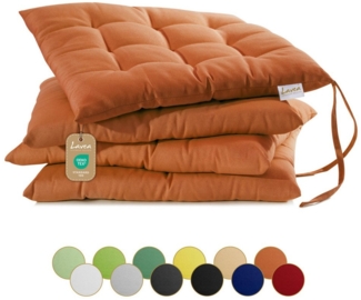 Lavea Stuhlkissen MONACO, Sitzkissen 4er Set – 40x40 cm, mit Stoffbändern, Outdoor & Indoor