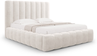 Micadoni Bett Kelp Strukturierter Stoff Grau Beige Melange 160x200