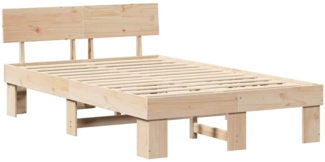 vidaXL Bettgestell mit Kopfteil Braun 140 x 190 cm Massivholz Kiefer 872572