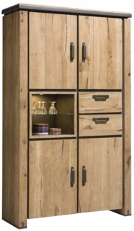 Schrank Farmland, Glas, Holz, Holzwerkstoff, Metall, Holzfarben, 120 x 200 x 45 cm