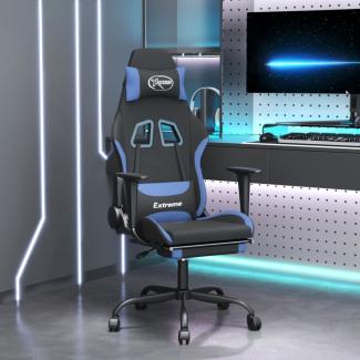 Gaming-Stuhl mit Fußstütze Drehbar Schwarz und Blau Stoff, Drehbar [345487]