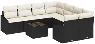 vidaXL Garten-Sofa-Set mit Kissen 9 pcs Schwarz, Creme 55 x 55 x 37 cm 3346657