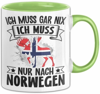 Trendation Tasse Norwegen Tasse Geschenk Ich Muss Gar Nix Ich Muss Nur Nach Norwegen Ge